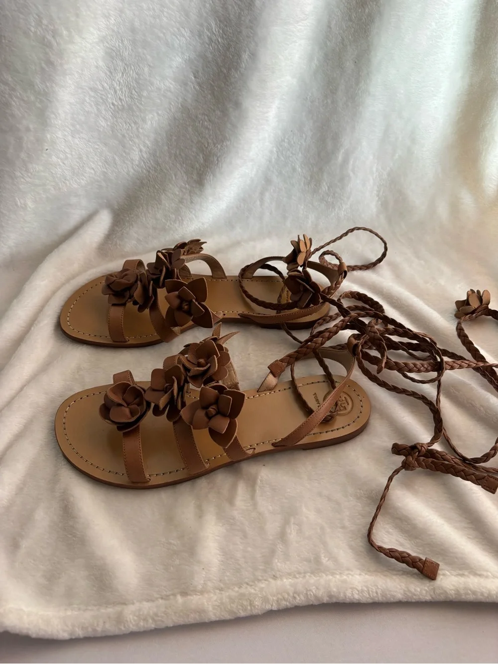 Tory Burch Blossom Gladiator Leather Wrap Sandals Size 10.5